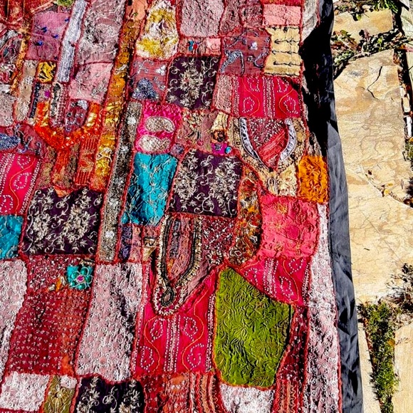 Beaded Sari Patchwork Tapestry - Picture 6 of 17